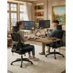 GENERICO - Pack 2 Silla de Escritorio Ergonómica con Cabezal Ajustable Negro