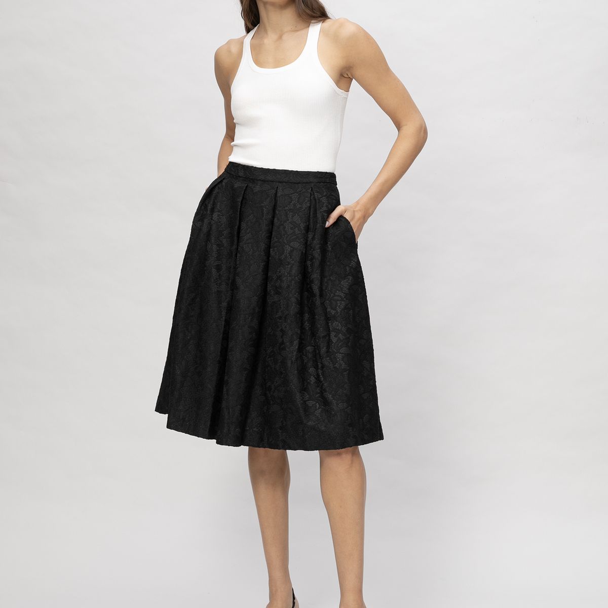 KARL LAGERFELD - Falda midi con encaje scuba