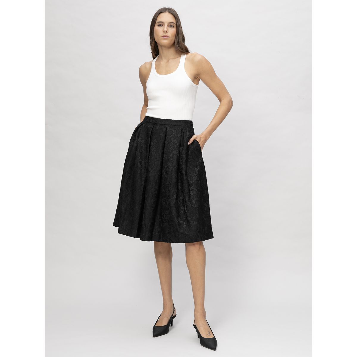 KARL LAGERFELD - Falda midi con encaje scuba