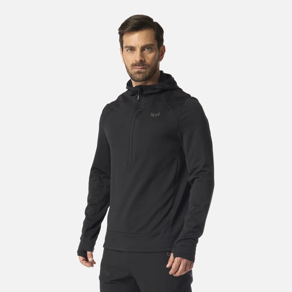 LIPPI - Polerón Hombre Viedma 1000 Nano-F 1/4 Zip Hoody Negro Lippi