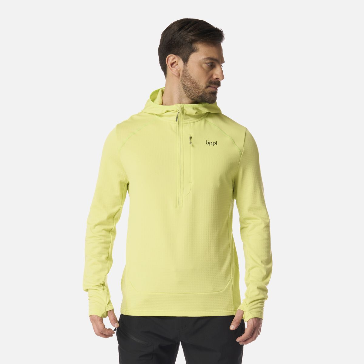LIPPI - Polerón Hombre Viedma 1000 Nano-F 1/4 Zip Hoody Verde Lima Lippi