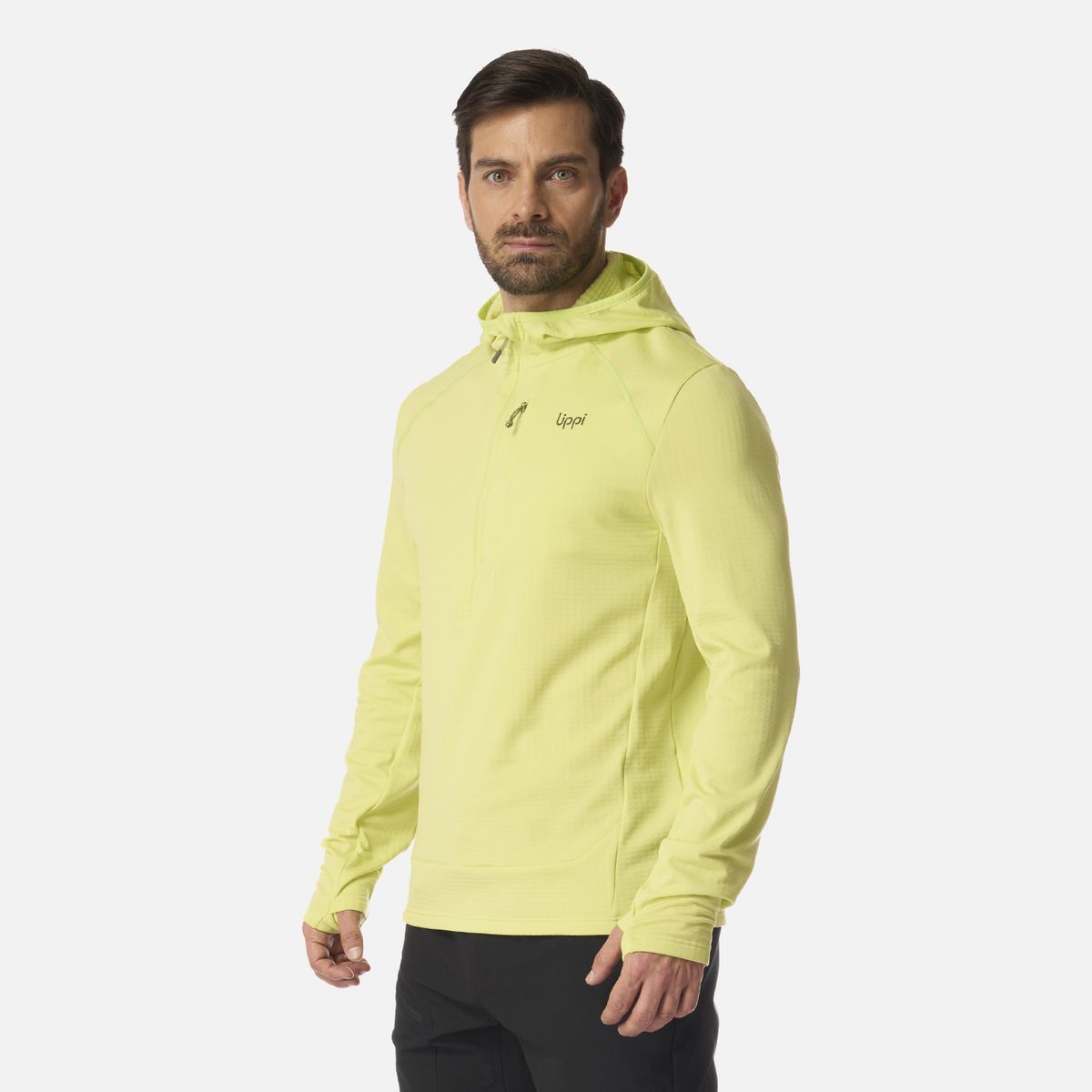 LIPPI - Polerón Hombre Viedma 1000 Nano-F 1/4 Zip Hoody Verde Lima Lippi