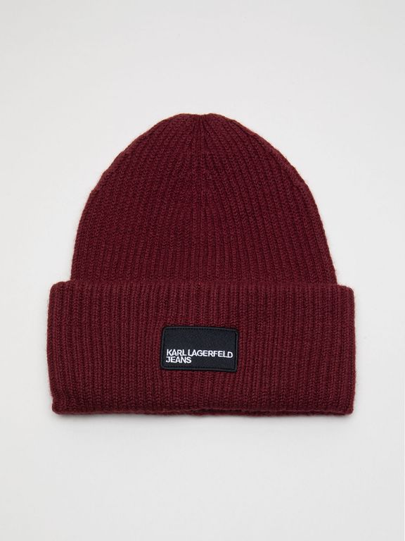 Gorro largo tejido parche frontal Burdeo Burdeos TALLA UNICA