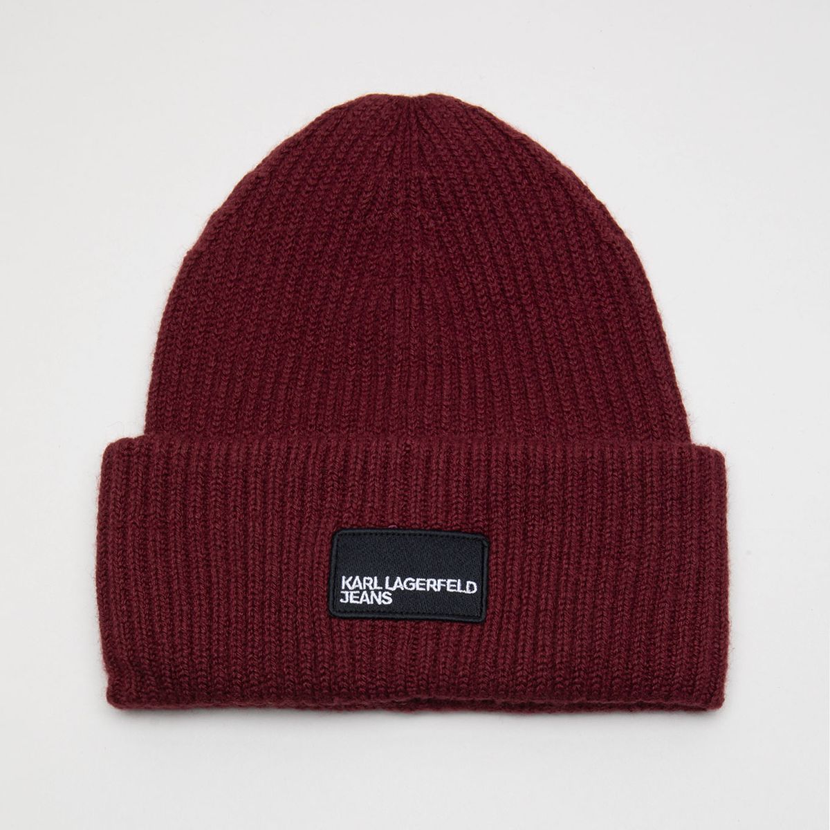 KARL LAGERFELD - Gorro largo tejido con parche frontal