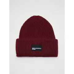 KARL LAGERFELD - Gorro largo tejido con parche frontal