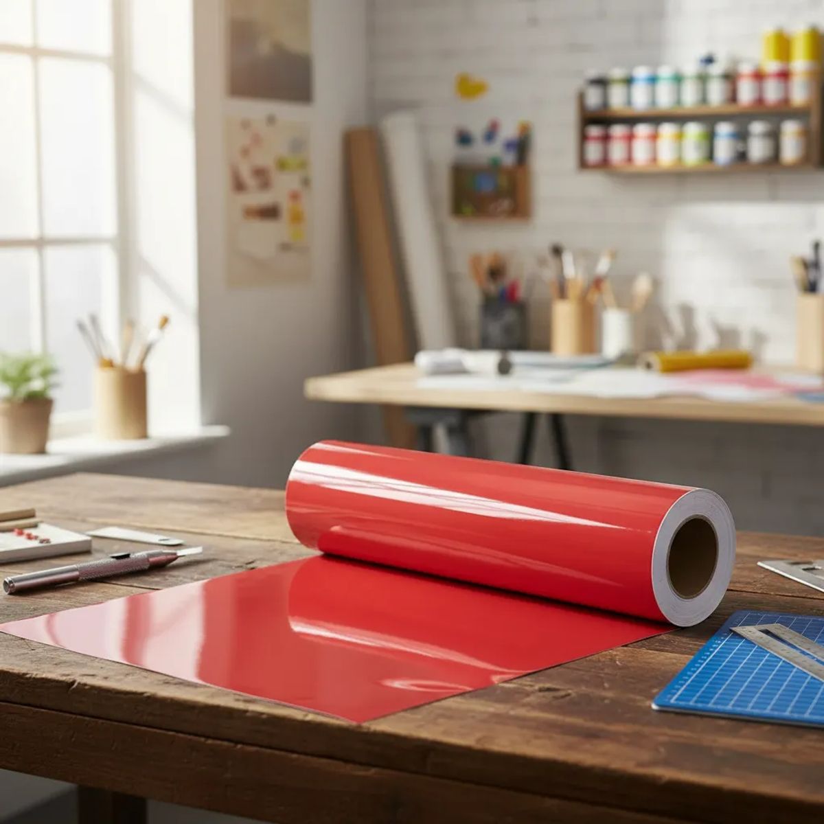 NEON - Vinilo Adhesivo De Corte Decorativo Rojo Amapola 30 Cms X 5 Mts