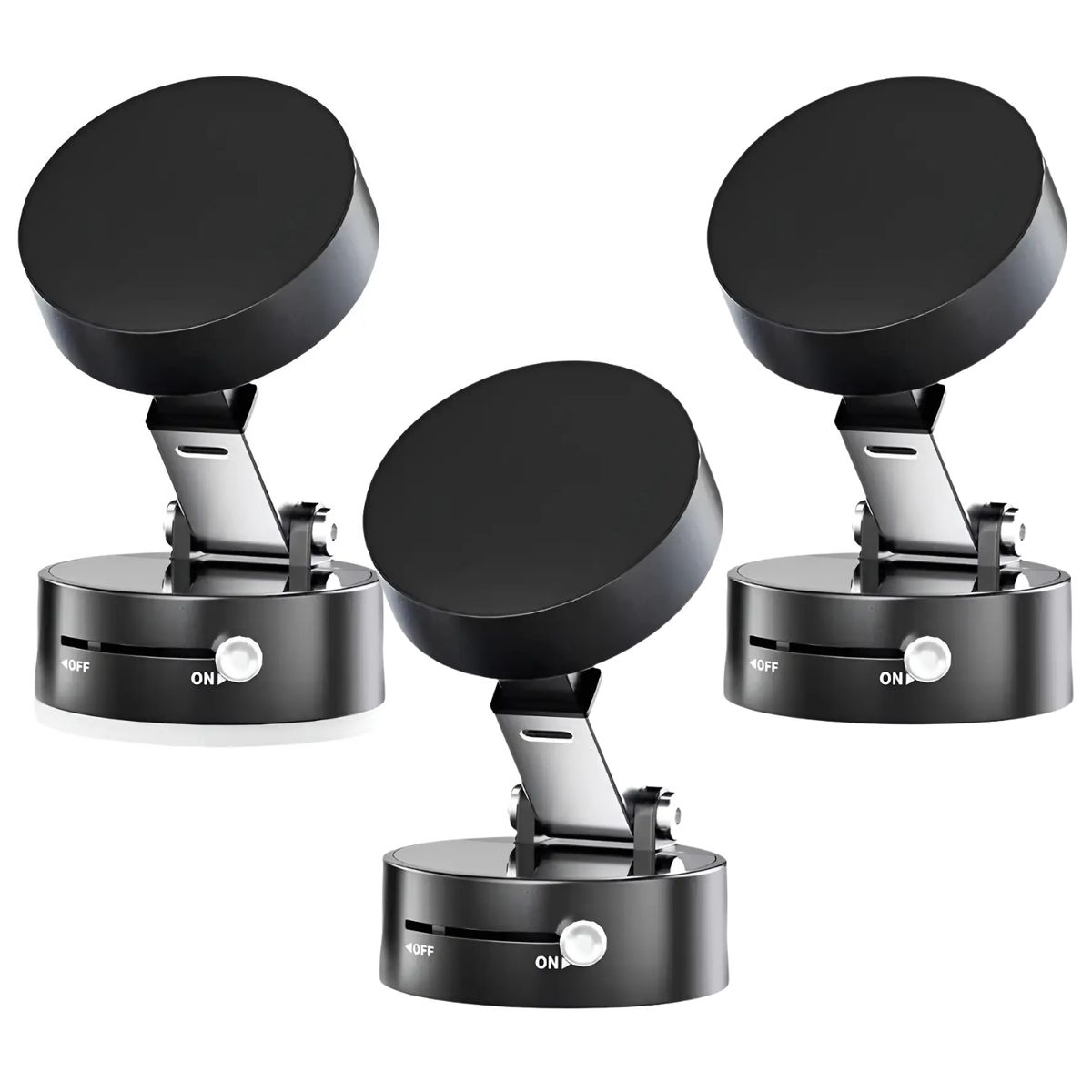 GENERICO - Set 3 Soportes Celular Magnético Succión Vacío Auto 360°