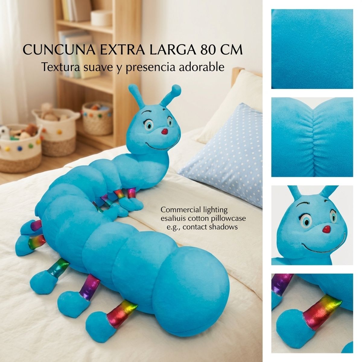 ARMONIA - Cuncuna Peluche celeste 80 cm Suave y Acolchada