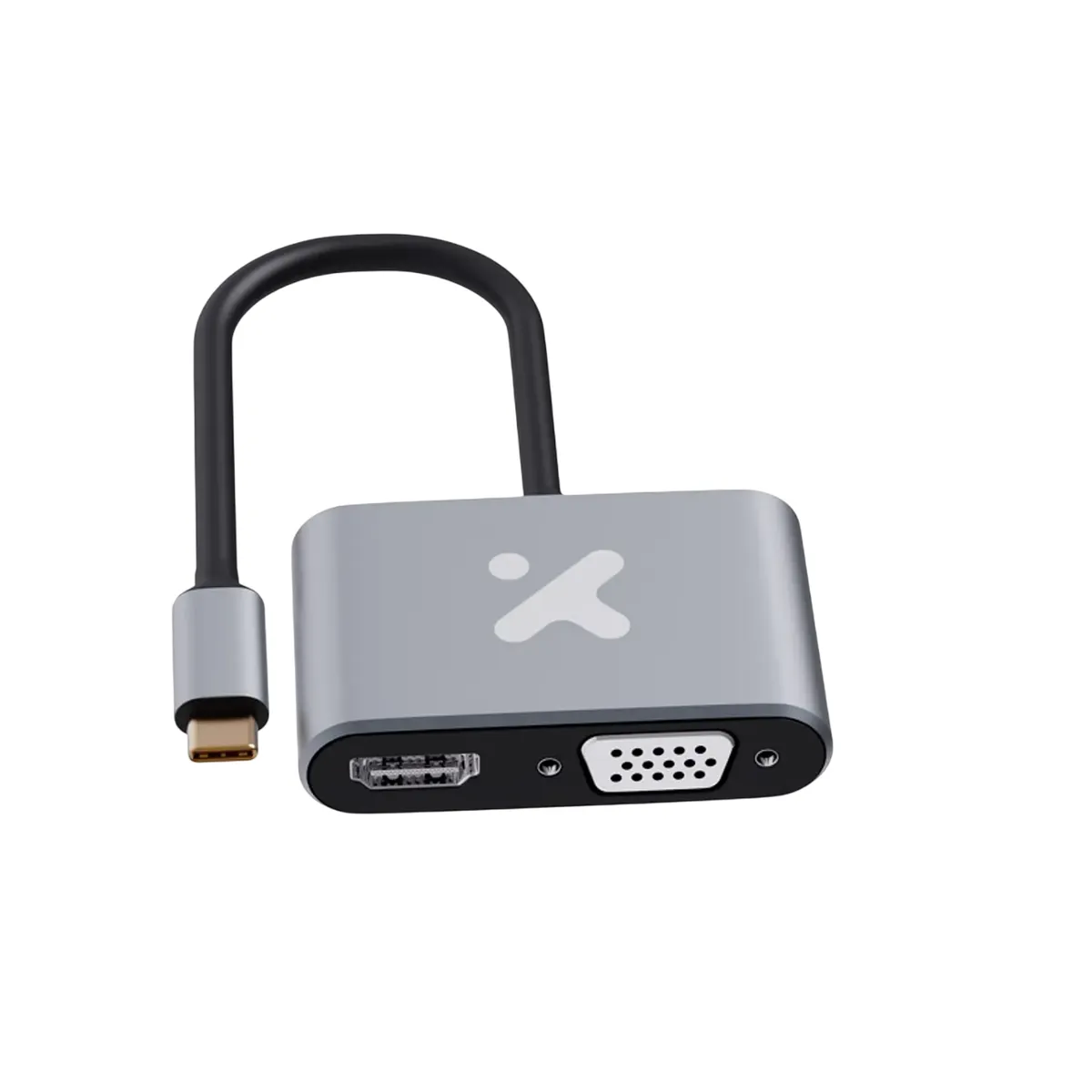 XTECH - Xtech XTC-542 Adaptador USB-C a HDMI y VGA 2 en 1, 4K 30Hz, Full HD, Video Adapter para Laptop, MacBook y PC
