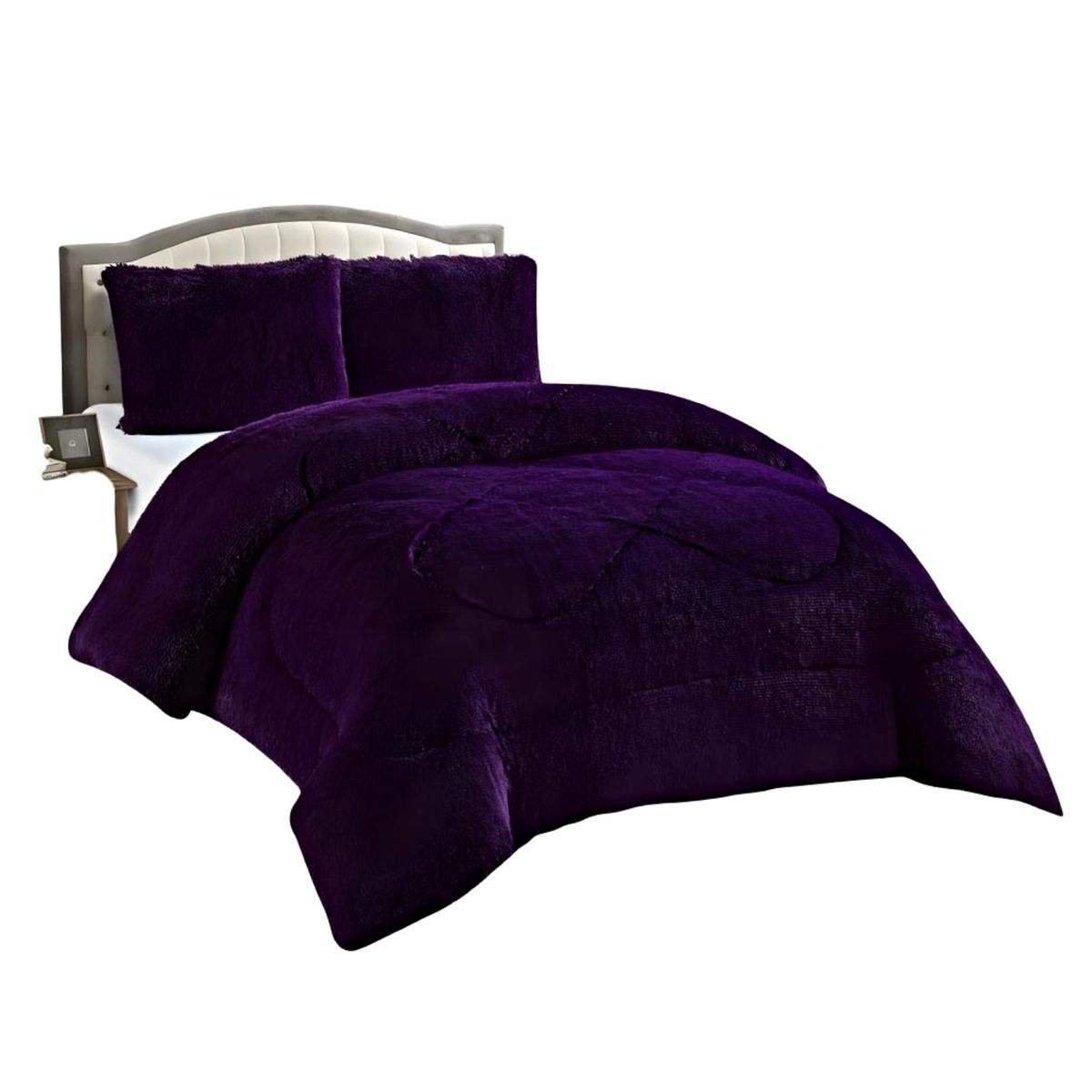 GENERICO - CUBRECAMA CHIPORRO PELUDO PLAZA Y MEDIA MORADO 180X230