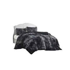 GENERICO - CUBRECAMA CHIPORRO PELUDO PLAZA Y MEDIA NEGRO JASPEADO 180X230