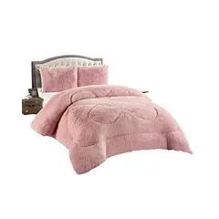 GENERICO - CUBRECAMA CHIPORRO PELUDO 2 PLAZAS ROSA 230X250