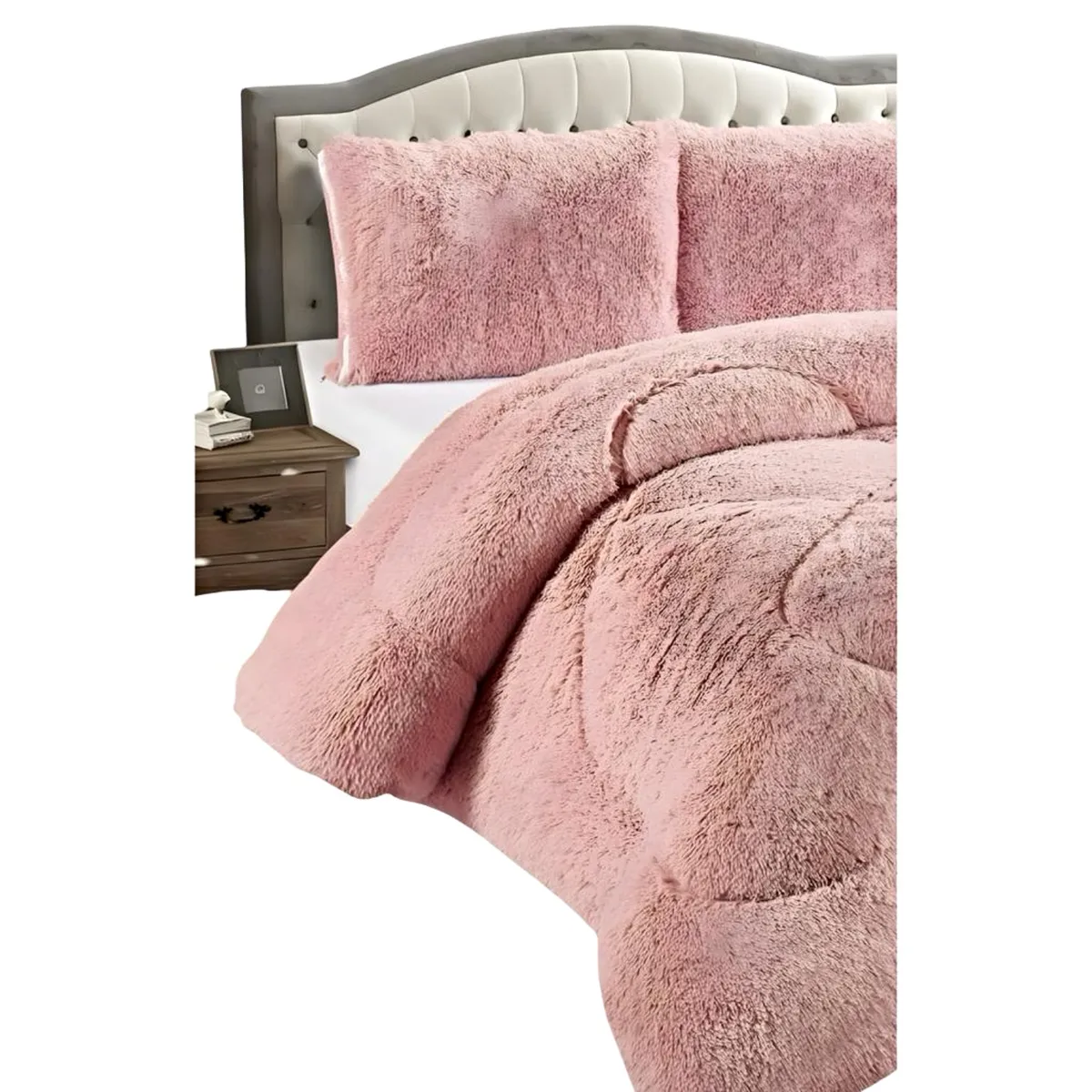 GENERICO - CUBRECAMA CHIPORRO PELUDO 2 PLAZAS ROSA 230X250