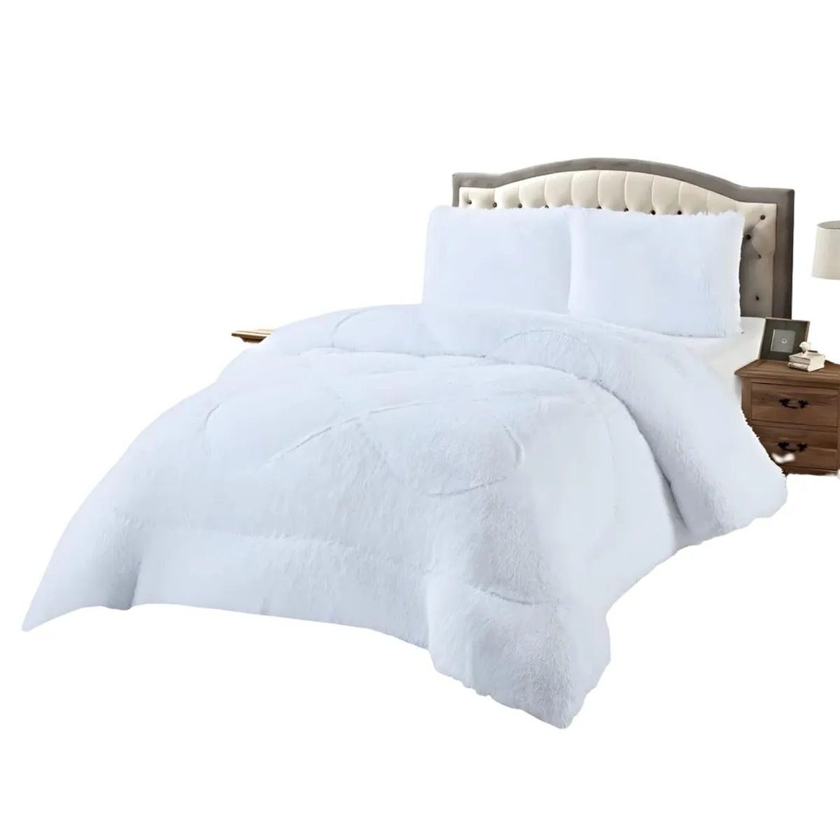 GENERICO - CUBRECAMA CHIPORRO PELUDO KING-SUPER KING BLANCO 250X270