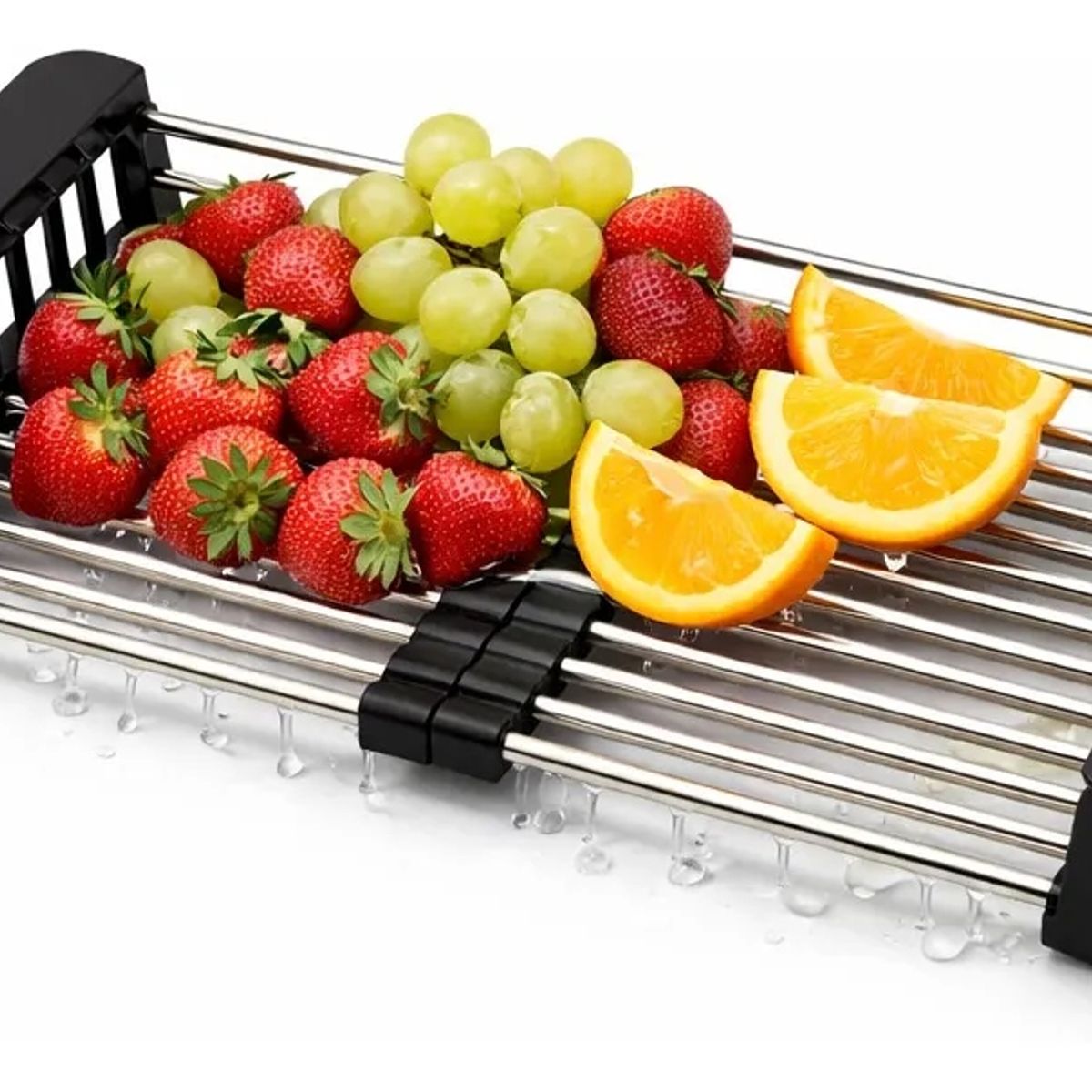 GENERICO - Secador Platos Platera Moderna Aluminio Inoxidable Ajustable Acabado Negro Mate Acero