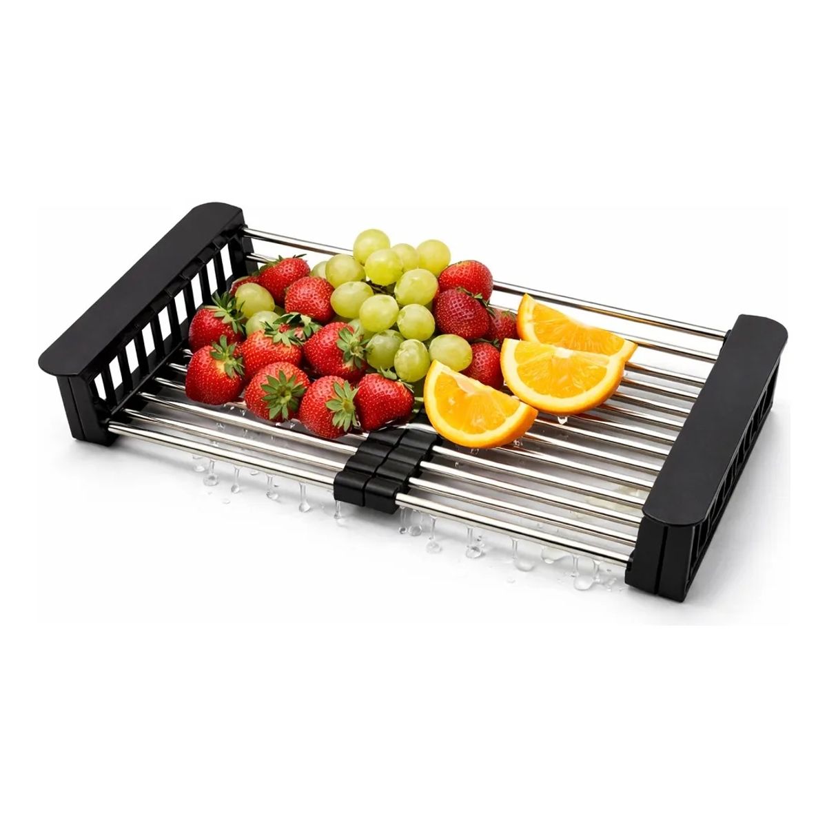 GENERICO - Secador Platos Platera Moderna Aluminio Inoxidable Ajustable Acabado Negro Mate Acero