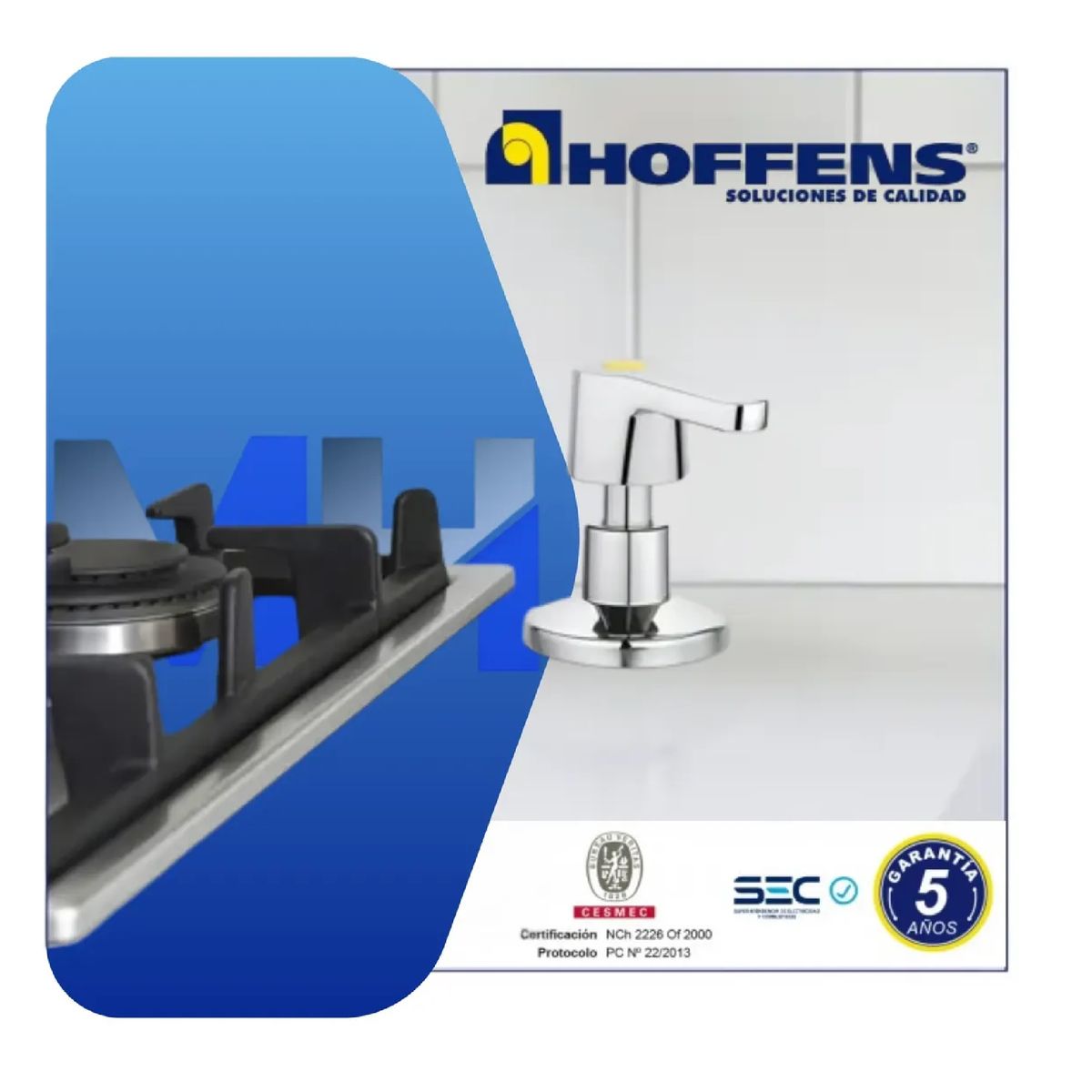 HOFFENS - Llave De Gas Para Encimera Media Hi-he Cromada Certificada