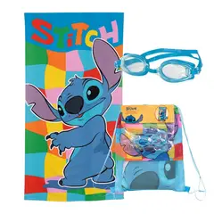 MASHINI - Toalla de playa 70x140 cm + Lentes agua Stitch Groo