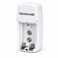 TECNOLAB - Cargador Pilas AA - AAA - 9V + 2 Pilas Incluidas - SC