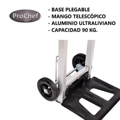PROCHEF - Carro Transportador Tipo Yegua Plegable Aluminio 90 Kg.