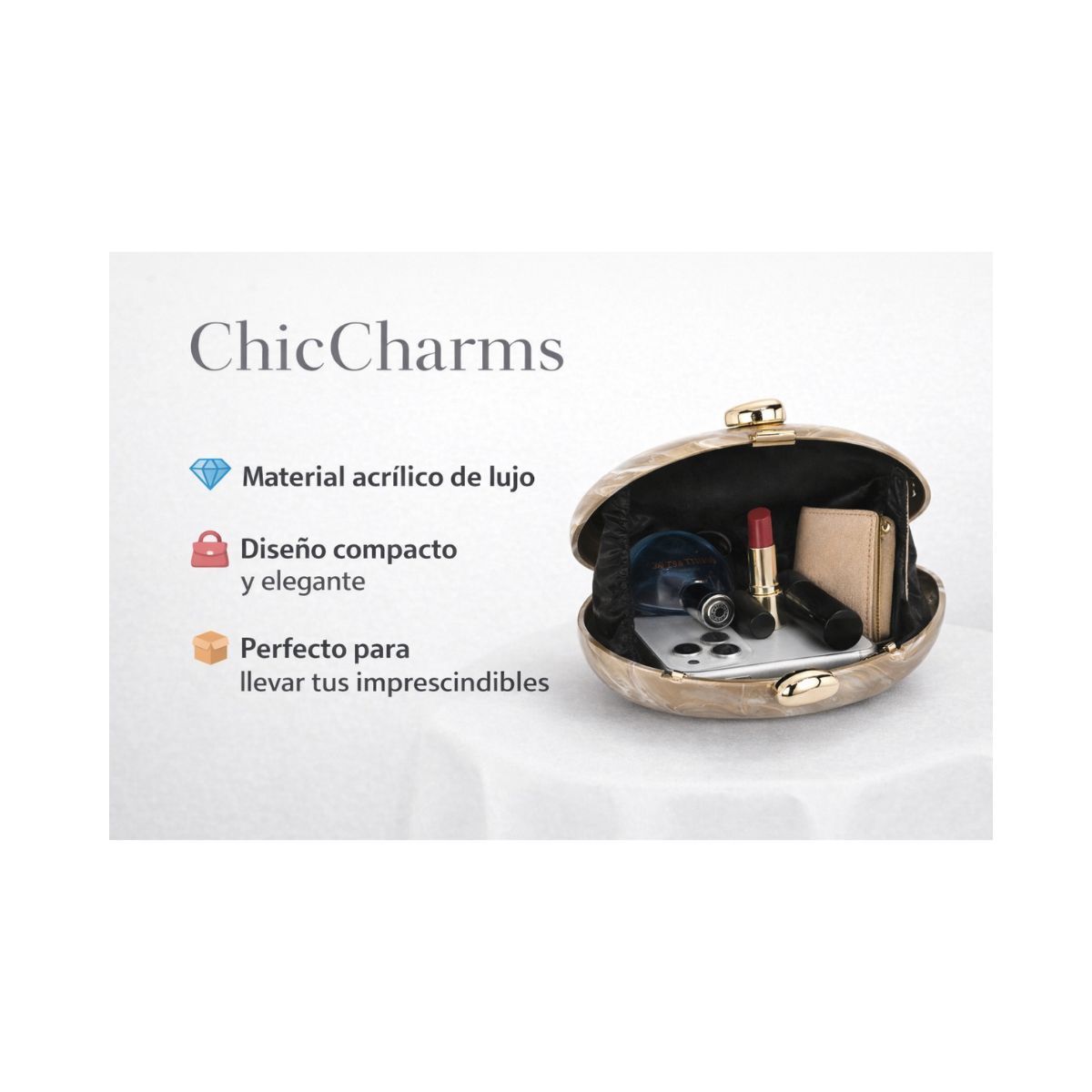 COMPUTECH - Cartera De Fiesta Mujer Clutch Sobre Perlado Matrimonio Gala Beige