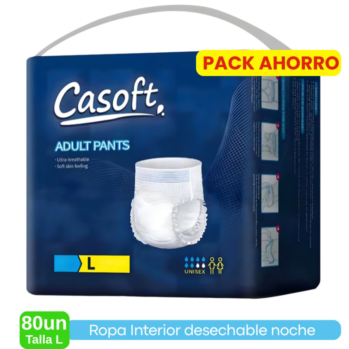 GENERICO - Pañales Adulto Pants Alta Absorción Calzón Uso Cotidiano 80u L
