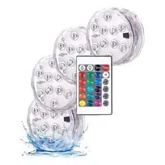 GENERICO - Pack 4 Luces Para Piscina Sumergibles 16 Colores Control