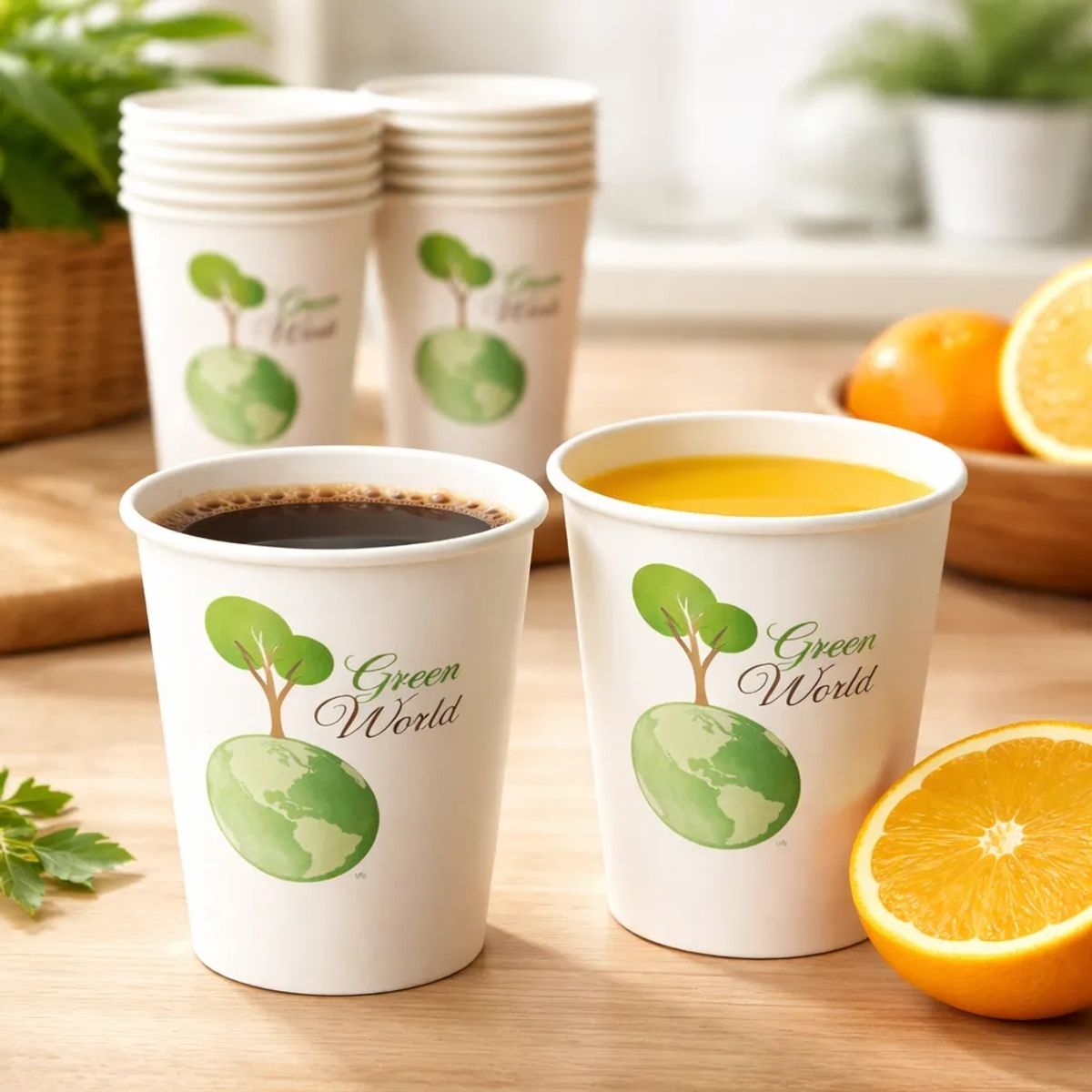 GENERICO - Vasos Cafe Bebidas Calientes Frias Cafeteria Eventos 50 Und Color Blanco Verde Natural Vasos Eco