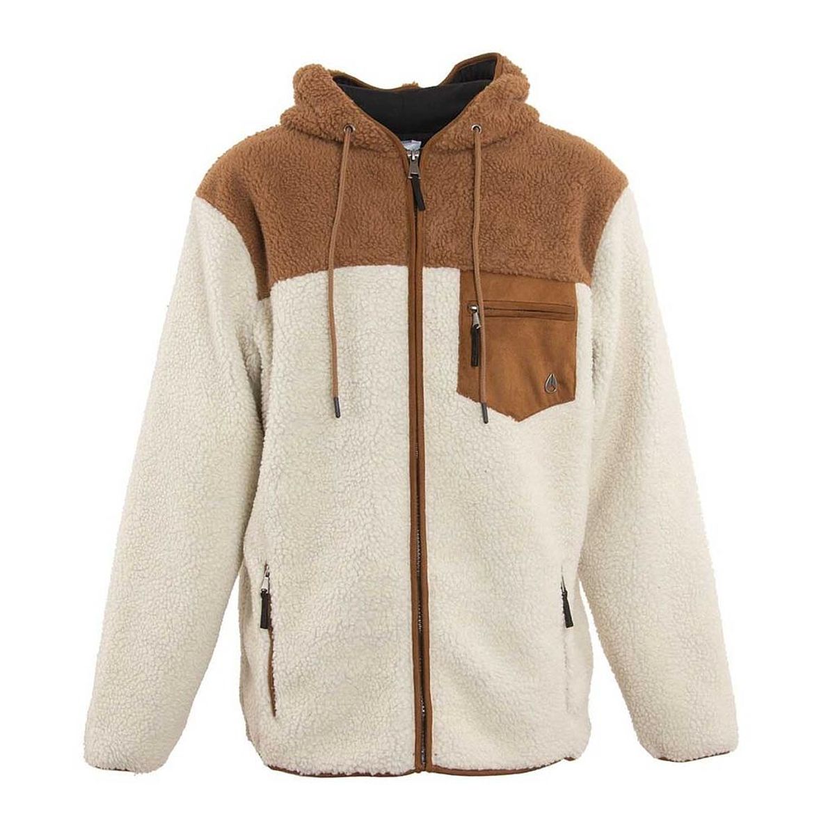 NIXON - Polerón Hombre Sherpa Nixon Full Zipper Beige Brown Urbano