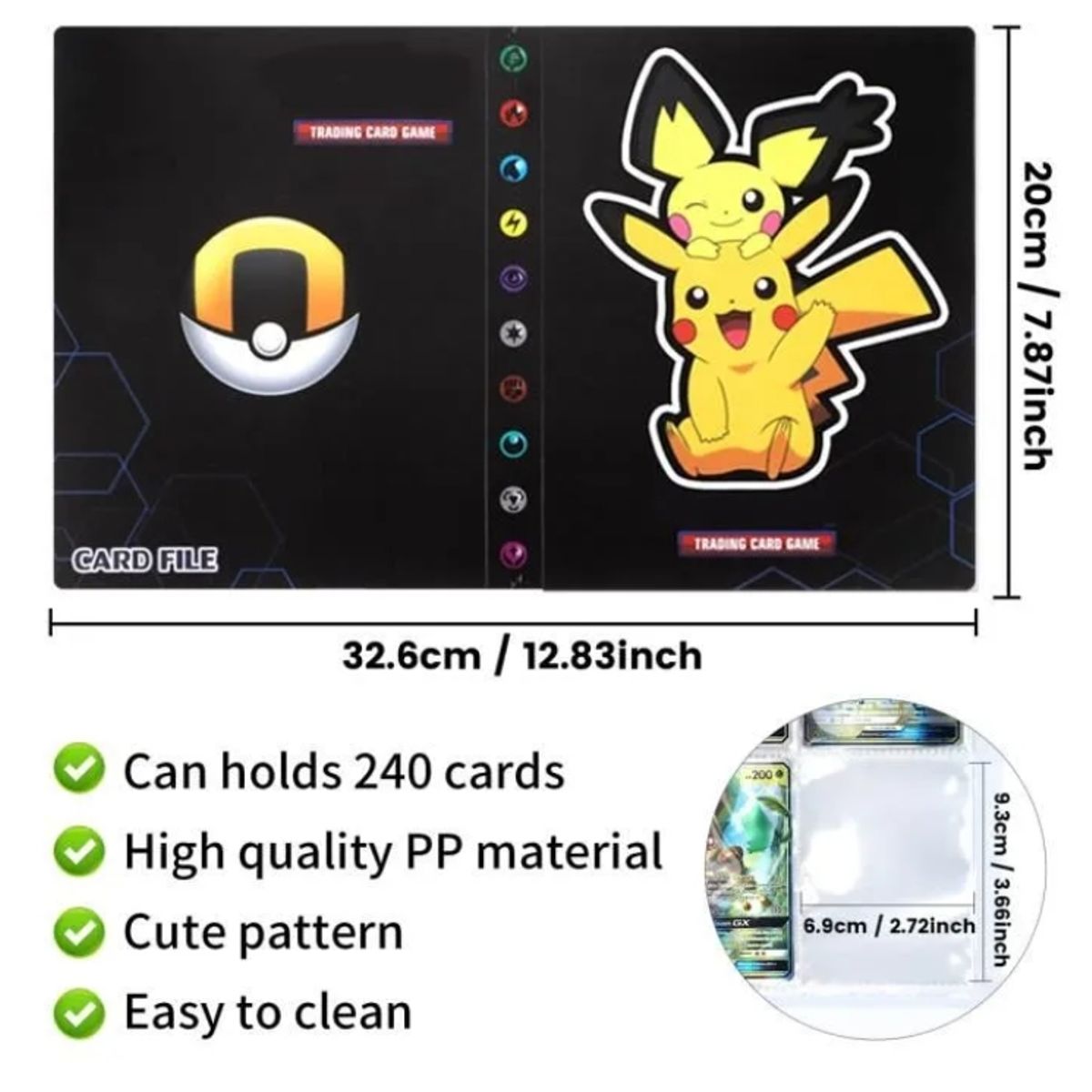 GENERICO - Carpeta Álbum Para Colocar 240 Cartas Pichu