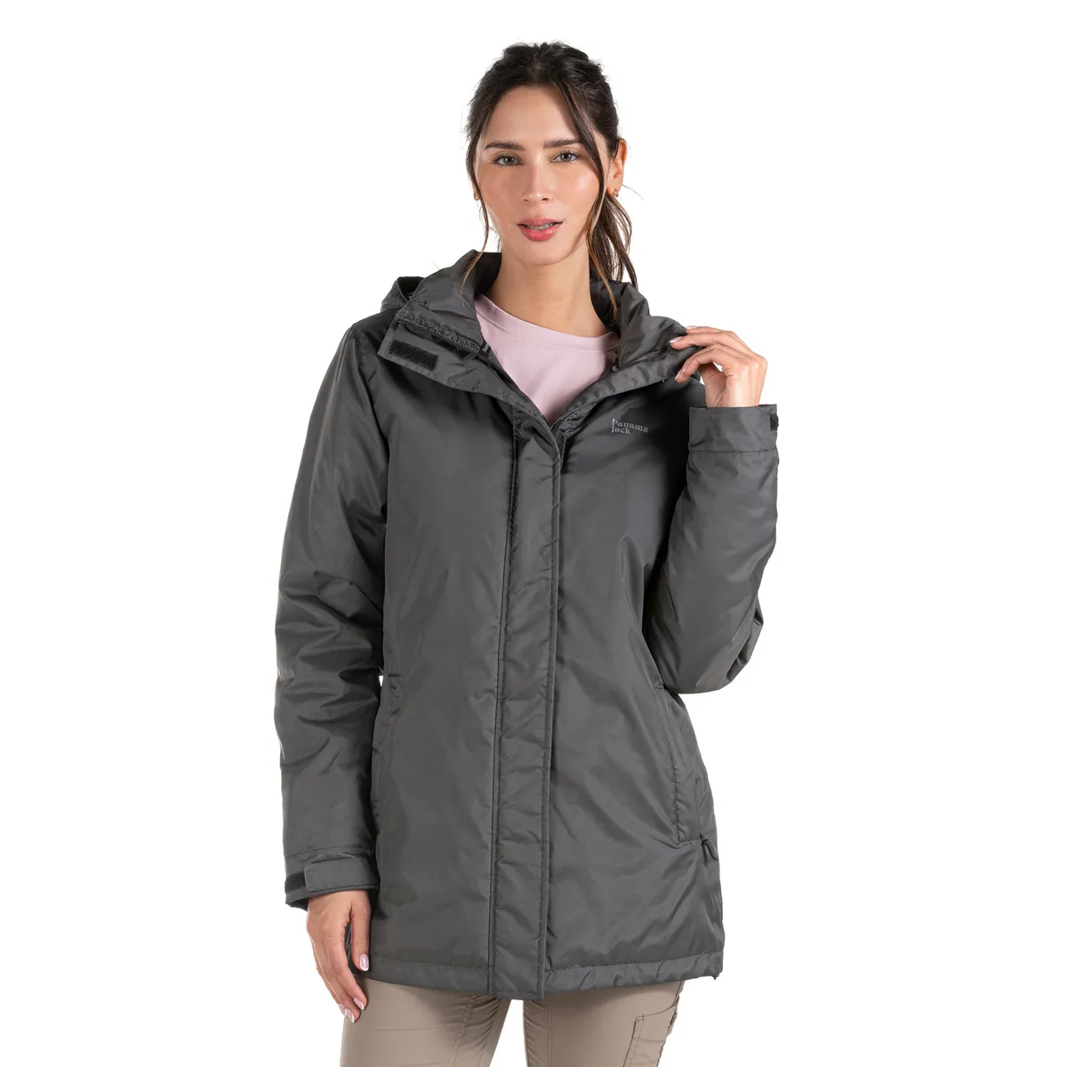 PANAMA JACK - Parka Mujer Impermeable Larga Outdoor Gris Panama Jack