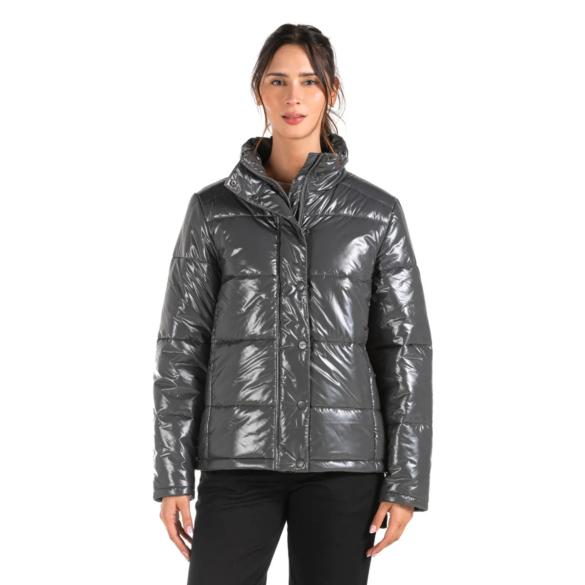 PANAMA JACK - Parka Mujer Acolchada Gris Panama Jack