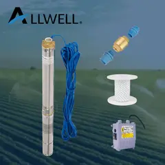 ALLWELL - KIT BOMBA SUMERGIBLE POZO 4" 1.5 HP Q+ 4SDM4/14-1,1 + ACCESORIOS DE INSTALACION