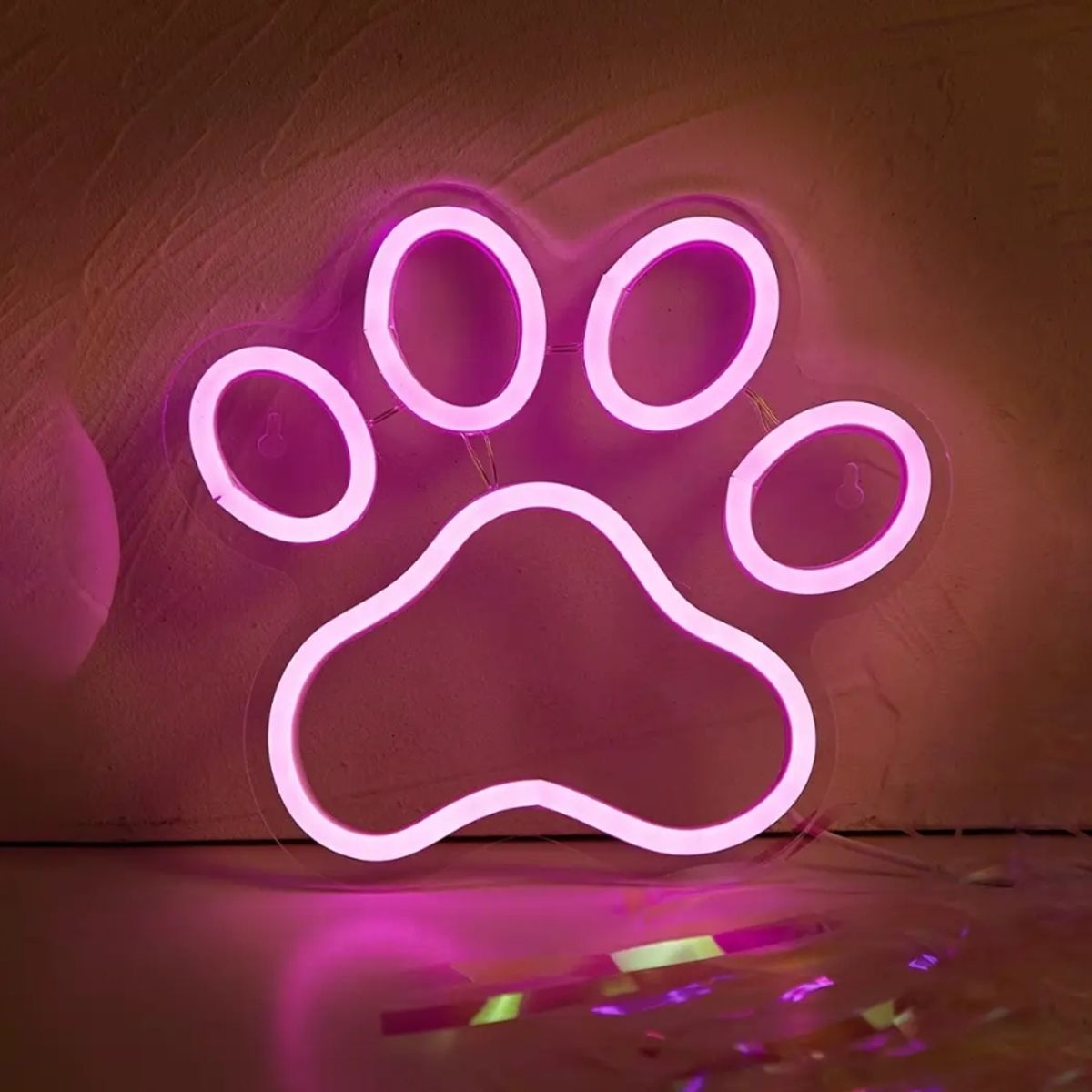 GENERICO - Letrero Led Neon Huella Pata Mascota Perro Gato 23 cm