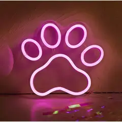 GENERICO - Letrero Led Neon Huella Pata Mascota Perro Gato 23 cm