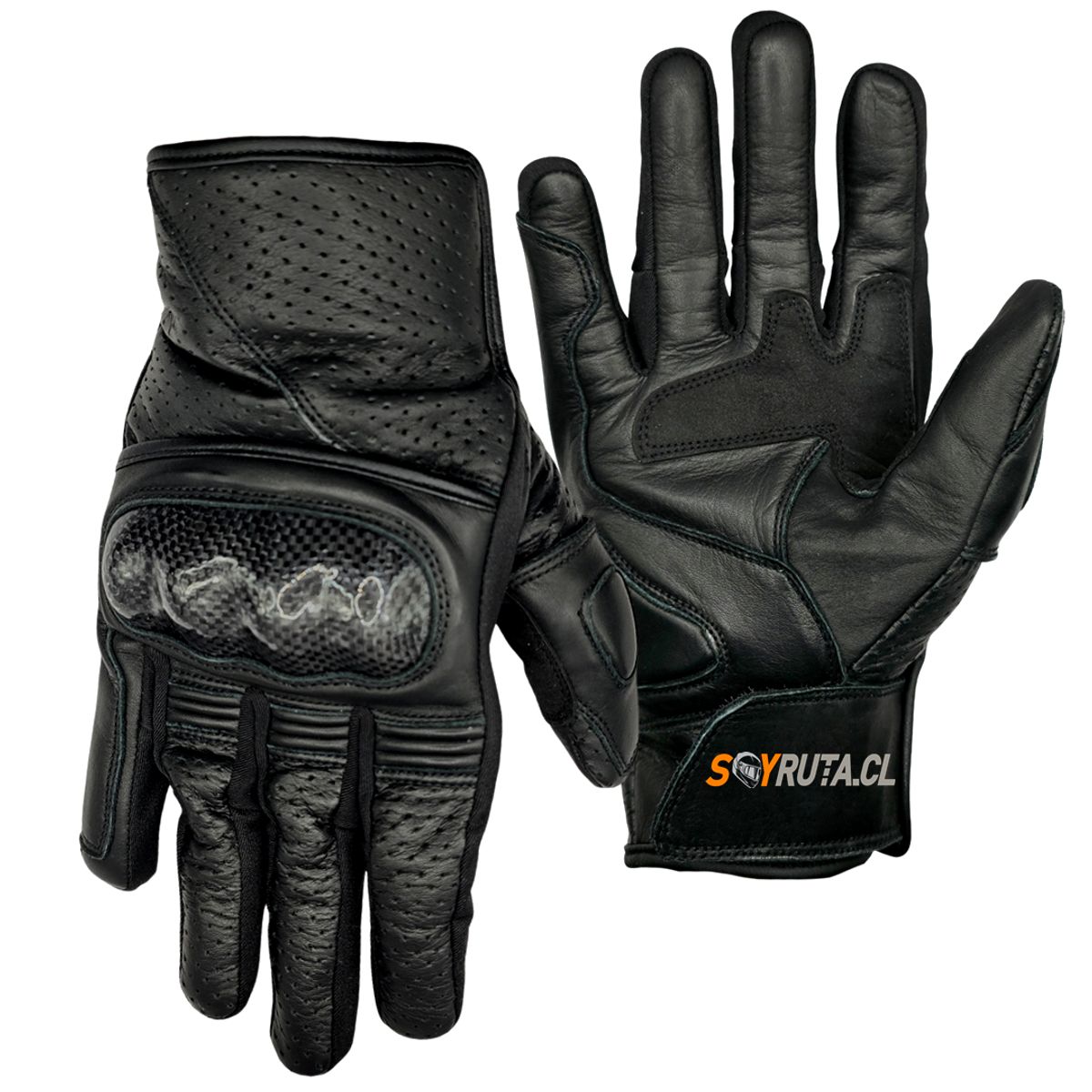 GENERICO - Guantes de Moto Cuero SR1 Negro touch Talla XL