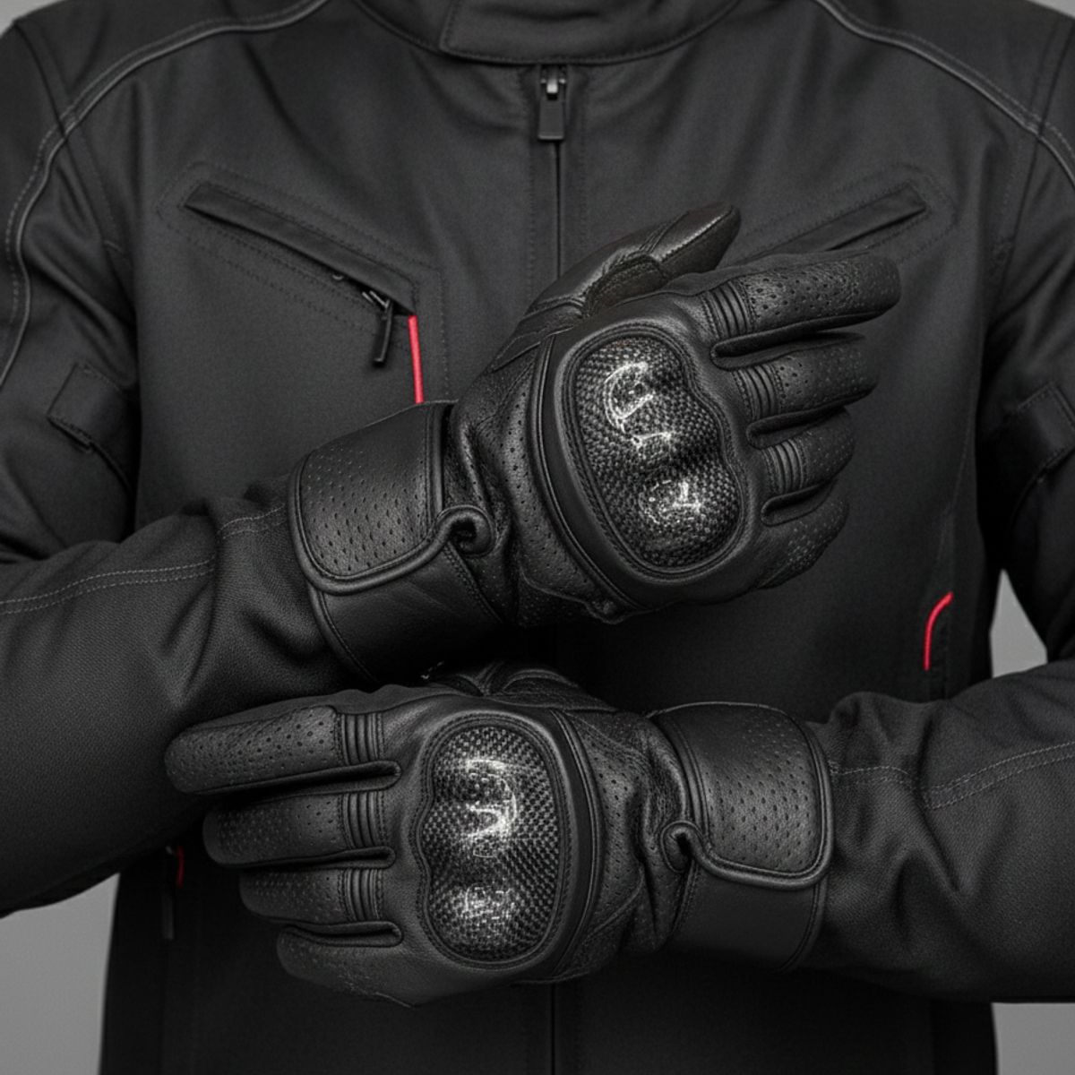 GENERICO - Guantes de Moto Cuero SR1 Negro touch Talla XL