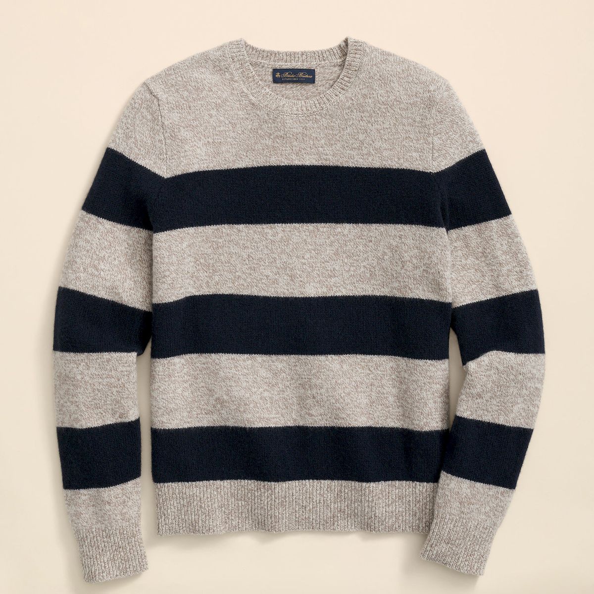 BROOKS BROTHERS - Sweater Hombre Wool Ragg Stripe Beige Brooks Brothers