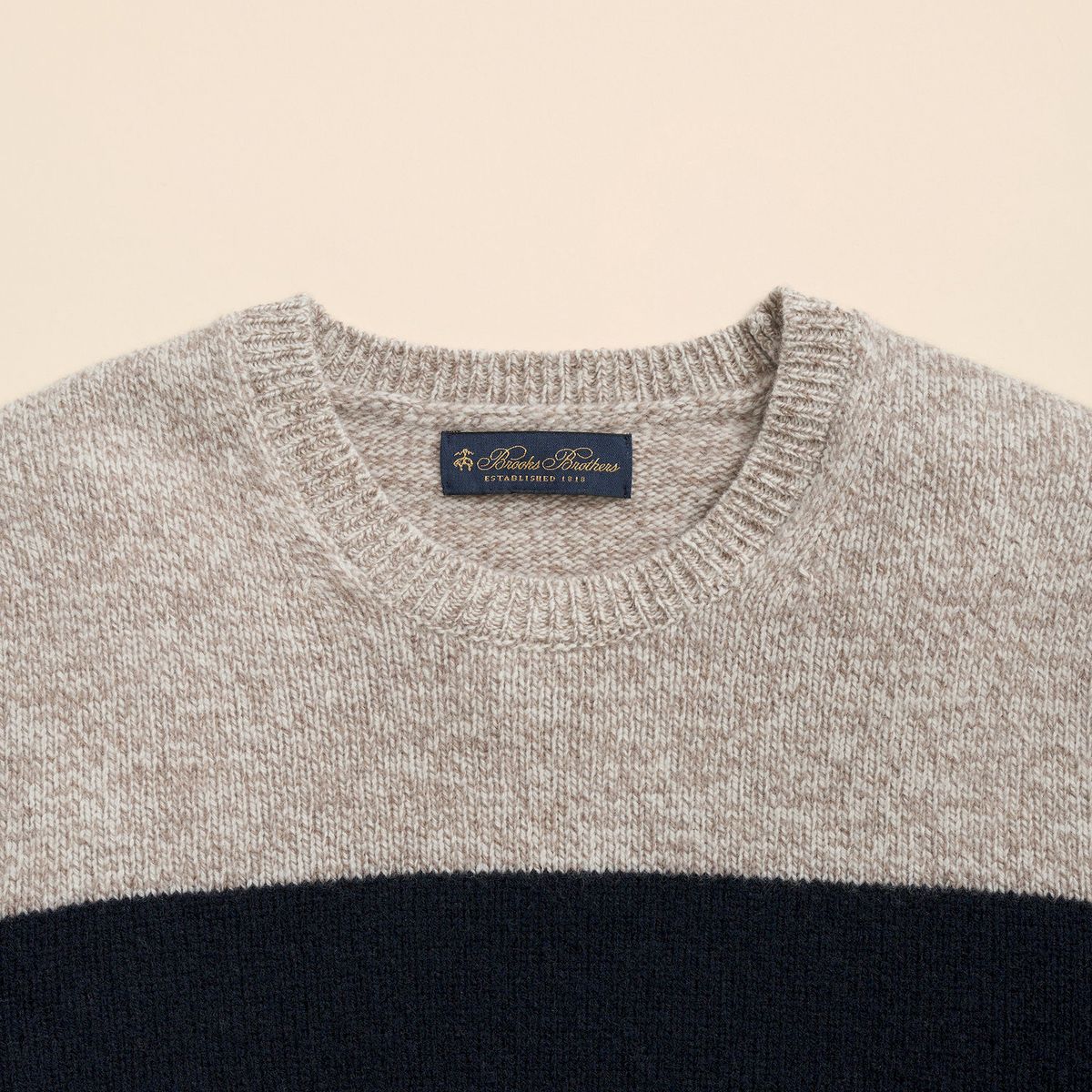 BROOKS BROTHERS - Sweater Hombre Wool Ragg Stripe Beige Brooks Brothers