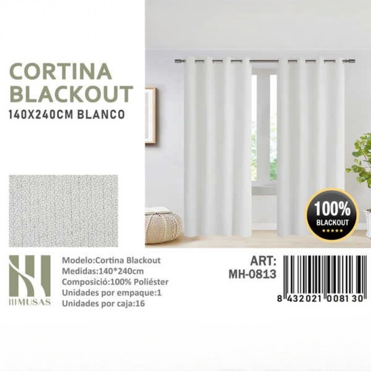 GENERICO - Juego De Cortinas Blackout 2 Paños 140x240 cm