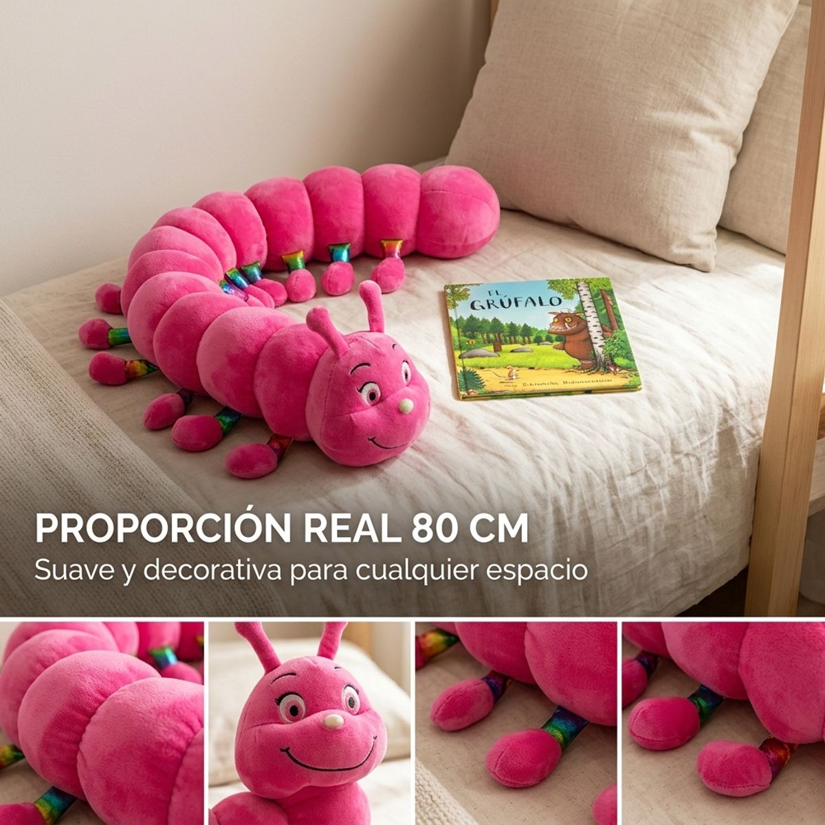 ARMONIA - Peluche Cuncuna Fucsia 80 cm Tipo Almohada