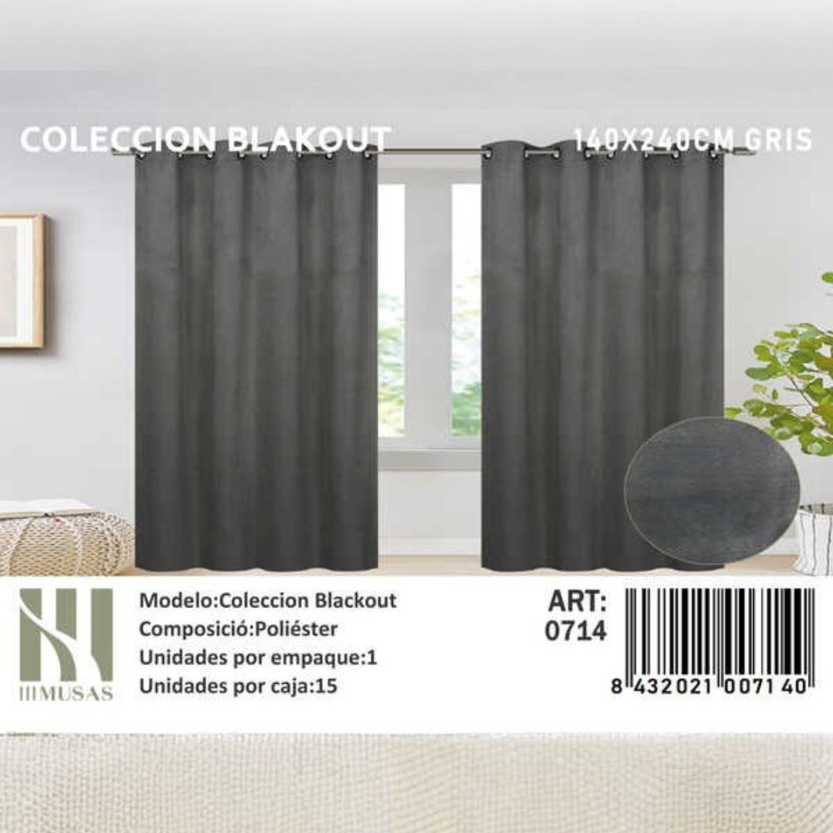 GENERICO - Juego De Cortinas Blackout 2 Paños 140x240 cm