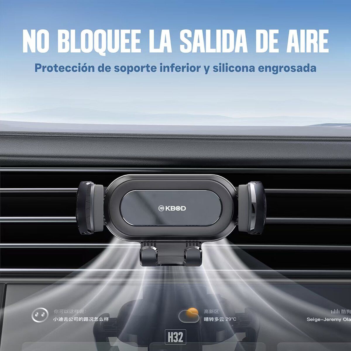 KBOD - Mini Soporte De Teléfono Universal Para Auto Kbod H32 Negro