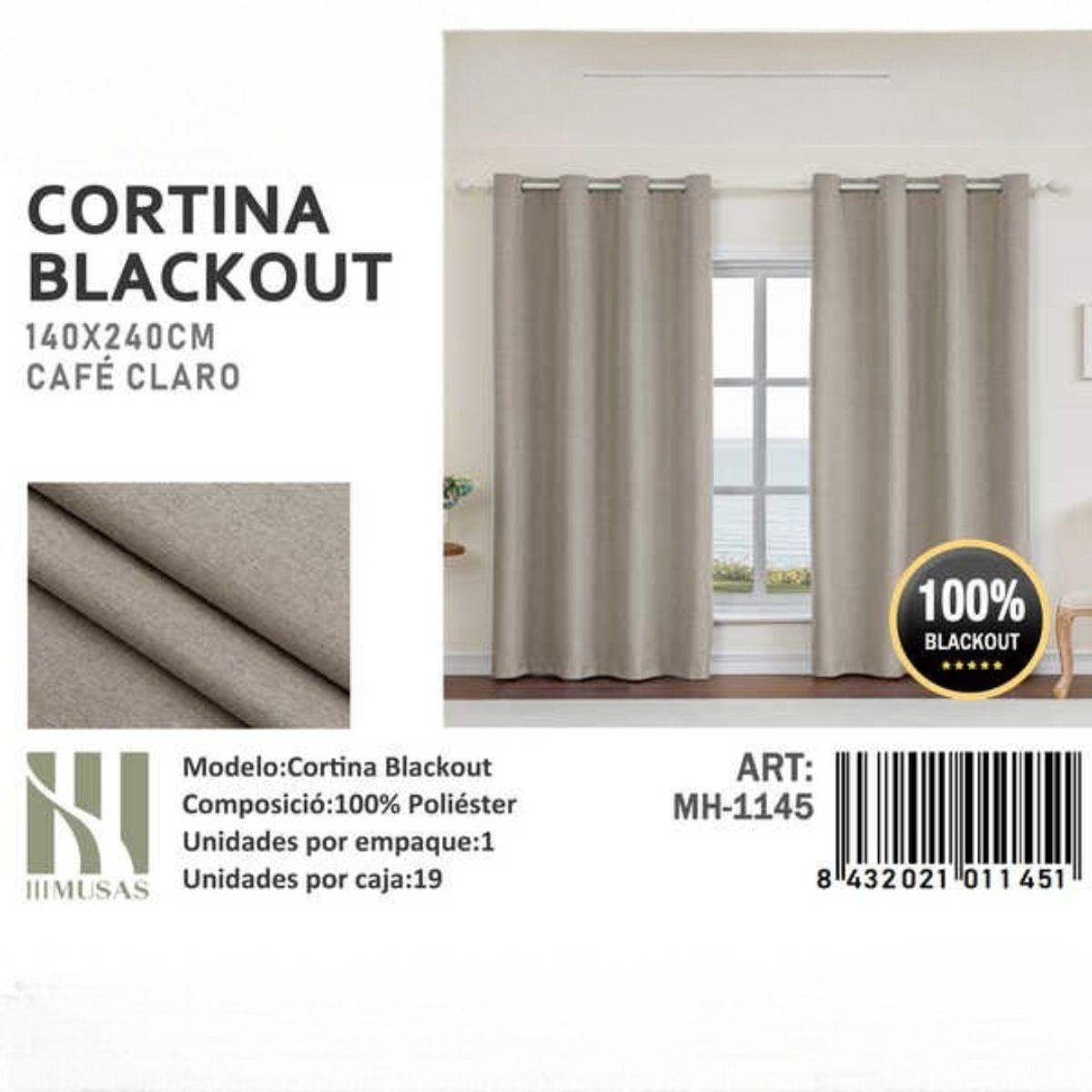 GENERICO - Juego De Cortinas Blackout 2 Paños 140x240 cm