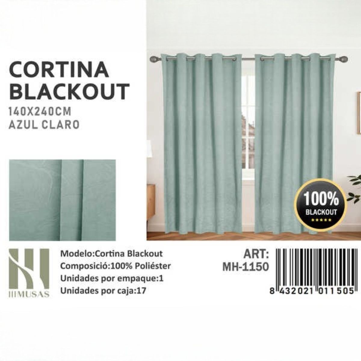 GENERICO - Juego De Cortinas Blackout 2 Paños 140x240 cm