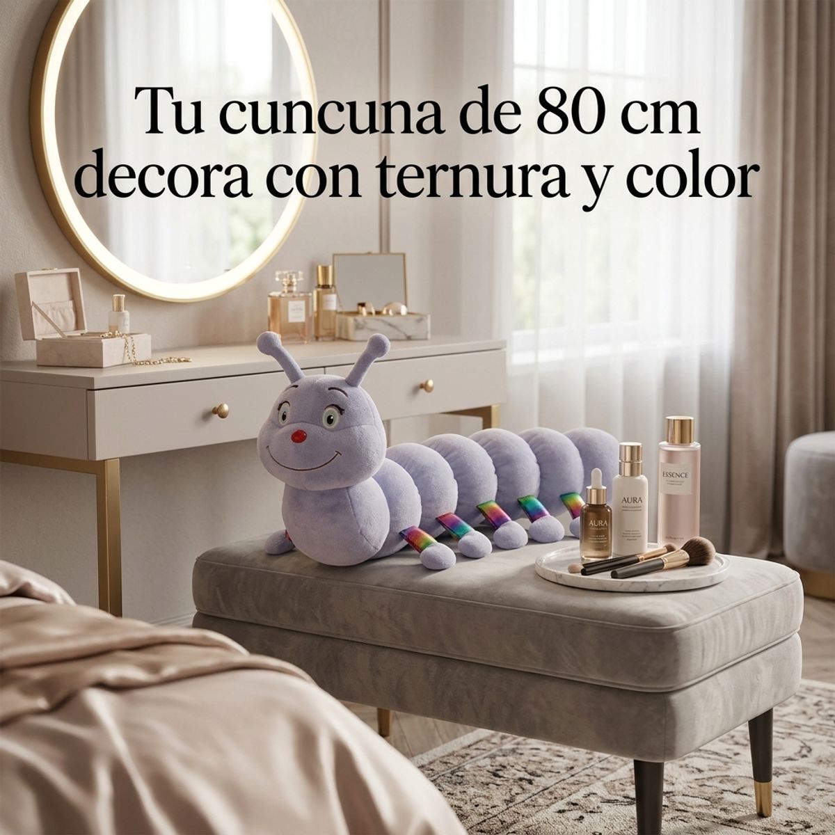 ARMONIA - Cuncuna Peluche Lila 80 cm Suave y Acolchada