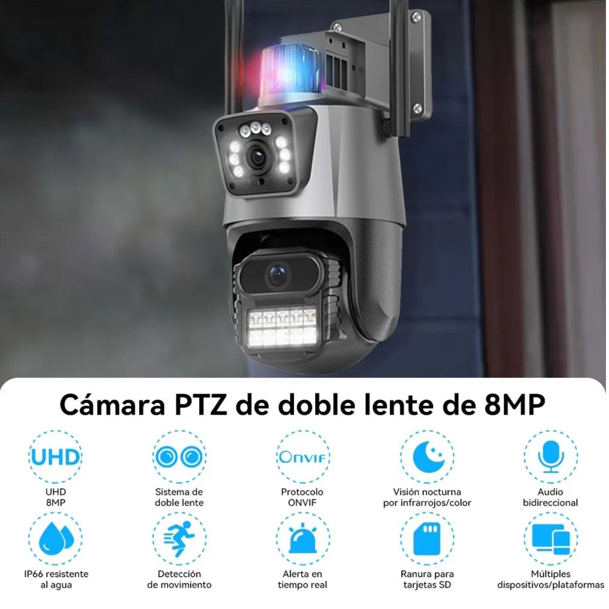 GENERICO - Cámara De Seguridad Wifi Exterior De Doble Lente HAMROL 8mp Con Visión Nocturna Seguimiento Automático Alarma BELUG