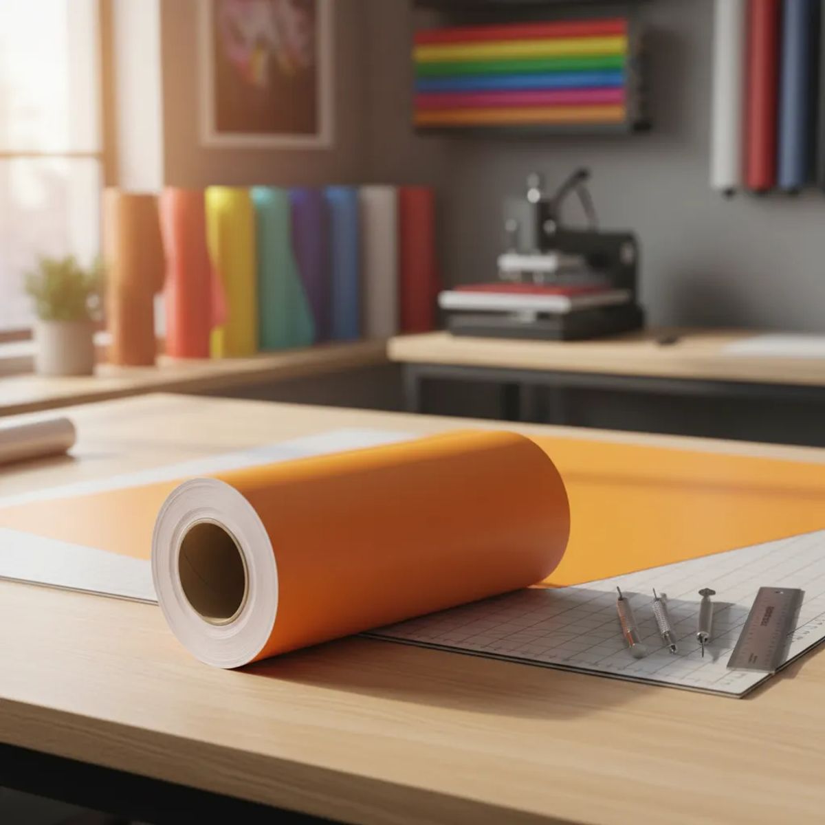 NEON - Vinilo Adhesivo De Corte Decorativo Naranja Mate 30 Cms X 5 Mts