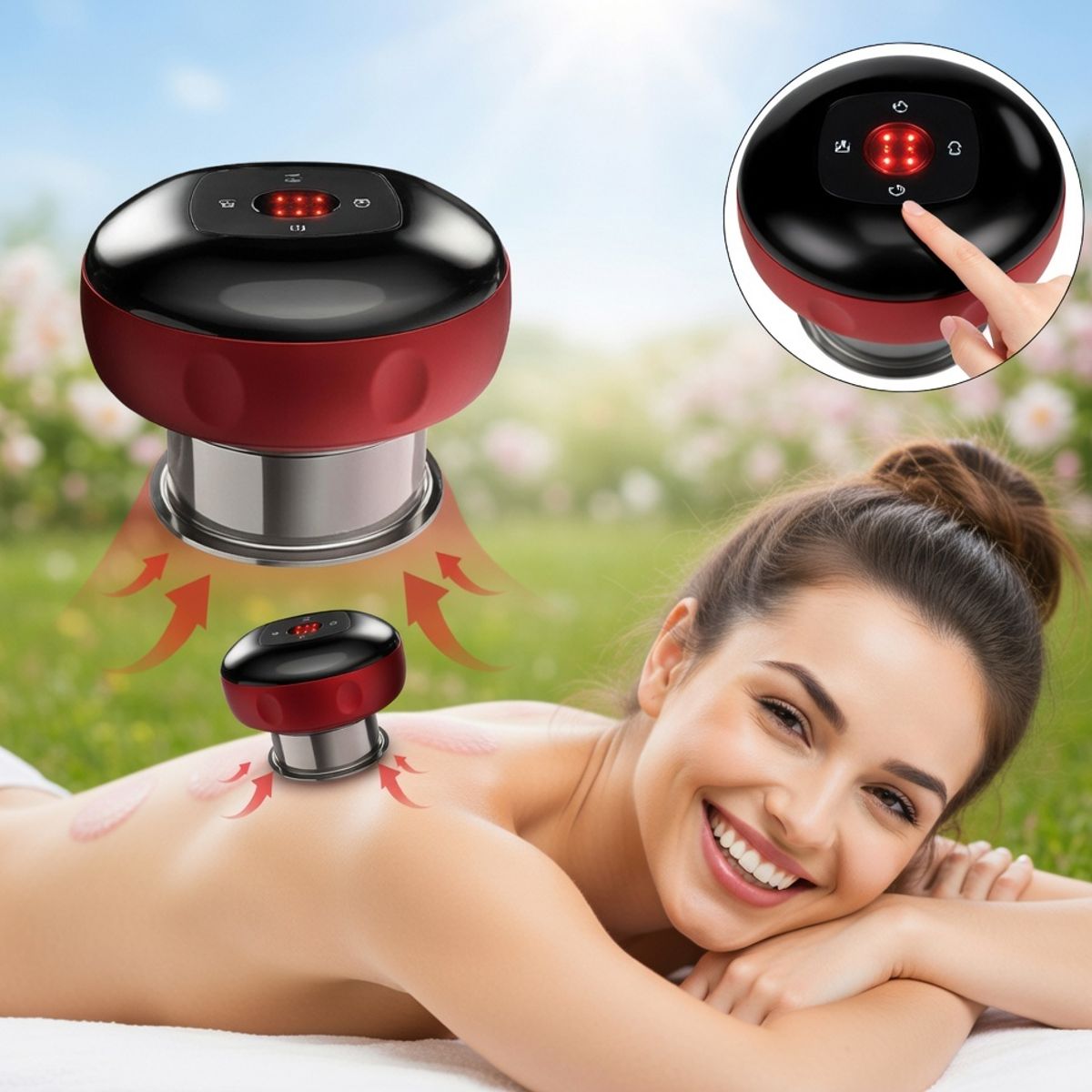 MOVI - Ventosa Eléctrica Inteligente 220V Succión, Vibración, Masaje y Alivio de Dolores + Anticelulitis