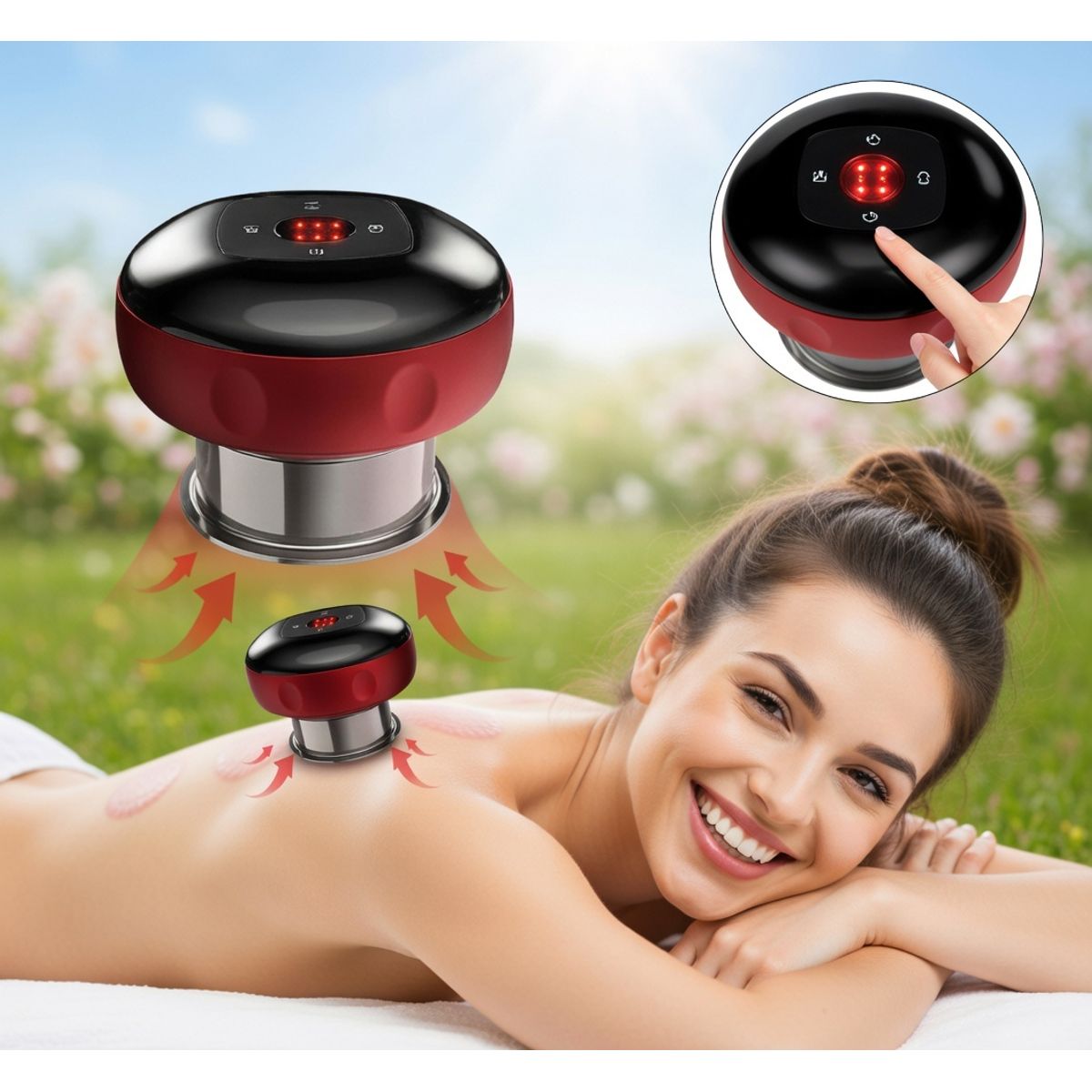 MOVI - Ventosa Eléctrica Inteligente 220V Succión, Vibración, Masaje y Alivio de Dolores + Anticelulitis